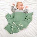 Personlig våffelmuslin i 100% bomull Baby Swaddle Mottagningsfilt med broderat namn Baby Shower Present för nyfödda