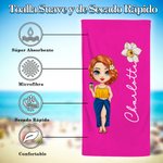 Personalizada Dibujo Grande Toalla de Playa de Secado Rápido con Flor de Nacimiento Nombre Vacaciones de Verano Fiesta Regalo para Familiares Amigos