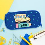 Pochette à crayons personnalisée Coquette Bow Star School Bus Pencil Design with Name Large Capacity Back to School Gift for Kids