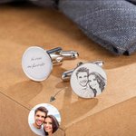 Gemelos personalizados con retrato y texto grabado regalo ideal para el día del padre San Valentín o para hombres