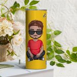 Henkilökohtainen söpö sarjakuvahahmo ja syntymä kukka suunnittelu 20oz nimi Skinny Tumbler olki Travel Essentials syntymäpäivälahja perheen ystävä