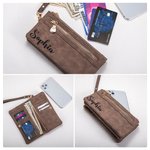 Personalized Multiple Compartment  Multicolor Leather Engraved Name Wallet with Wristlet Birthday Wedding Bridesmaid Gift for Women