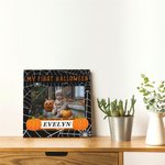Personlig spindelväv pumpa design foto canvas målning med namn första Halloween heminredning gåva för baby flickor pojkar