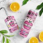 Personalisierte rosa Apple Pencil Food-Grade 20oz Skinny Tumbler und ID Badge Holder mit Namen Wertschätzung zurück zu Schule Geschenk für Lehrer