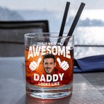 Personalized Awesome Photo Portrait Old Fashioned Rocks Whisky Glass with Name Birthday Gift for Grandpa Dad