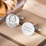 Gemelos personalizados con retrato y texto grabado regalo ideal para el día del padre San Valentín o para hombres