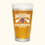 Personalized Awesome Photo Portrait 16oz Beer Glass with Text Housewarming Birthday Gift for Family