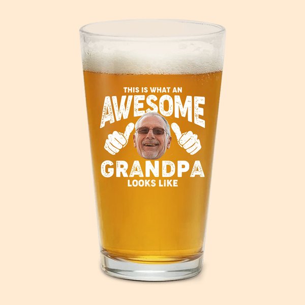 Personalisiertes 470 ml Bierglas in AWESOME-Design mit Gesicht-Foto Kosenamen und Text Oktoberfest Geburtstag Geschenk für Familie Bierliebhaber