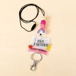 Personalized Glitter Notebook Pencil Apple Design Rainbow Beaded Lanyard with Name Back to School Appreciation Gift for Teacher