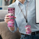 Personalisierte rosa Apple Pencil Food-Grade 20oz Skinny Tumbler und ID Badge Holder mit Namen Wertschätzung zurück zu Schule Geschenk für Lehrer
