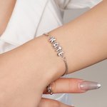 Personalised 3D Bubble Balloon Letter Adjustable Bracelet with Box Chain Initial Name Jewellery Birthday Anniversary Gift for Women