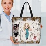 Personalizada Leopardo Cartoon Personaje Grande Bolsa de aseo con cremallera y bolsillo Cumpleaños Gracias Regalo para Enfermera Doctor Personal Médic