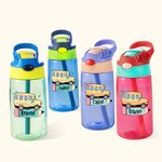 Bouteille d'eau 475 ml personnalisée pour enfants avec nom et poignée Paille en silicone Cadeau d'anniversaire de rentrée pour garçons filles