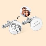 Gemelos personalizados con retrato y texto grabado regalo ideal para el día del padre San Valentín o para hombres