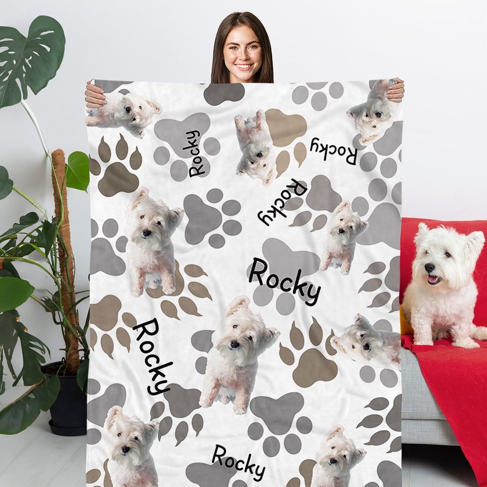 Couverture Polaire ou Sherpa Personnalisée avec Nom et Photo Chien Chat Style Photo ou Motif Cadeau Anniversaire pour Amoureux d'Animal de Compagnie