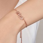 Personalised 3D Bubble Balloon Letter Adjustable Bracelet with Box Chain Initial Name Jewellery Birthday Anniversary Gift for Women