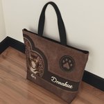 Personalised Retro Cartoon 1-4 Cat Paw Print Large Capacity Reusable Tote Bag with Name Birthday Gift for Cat Pet Lovers