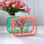 Gepersonaliseerde Geboorte Bloem Potlood Strik Waterdichte Duidelijke Make-up tas met Naam Reis Accessoires Verjaardag Leraar Waardering Gift voor vro