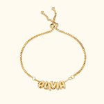 Personalised 3D Bubble Balloon Letter Adjustable Bracelet with Box Chain Initial Name Jewellery Birthday Anniversary Gift for Women