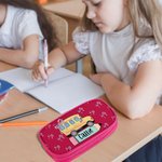 Pochette à crayons personnalisée Coquette Bow Star School Bus Pencil Design with Name Large Capacity Back to School Gift for Kids