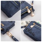 Personalized Multiple Compartment  Multicolor Leather Engraved Name Wallet with Wristlet Birthday Wedding Bridesmaid Gift for Women