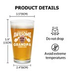 Personalized Awesome Photo Portrait 16oz Beer Glass with Text Housewarming Birthday Gift for Family