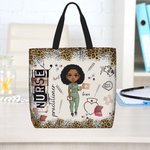 Personalizada Leopardo Cartoon Personaje Grande Bolsa de aseo con cremallera y bolsillo Cumpleaños Gracias Regalo para Enfermera Doctor Personal Médic