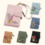 Personalisierte Geburt Blumenstrauß Bleistift Bogen Leder dreifach gefaltetes Portemonnaie mit Karteninhaber Geburtstag Lehrer Wertschätzung Geschenk 