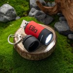 Gepersonaliseerde Mini LED USB Oplaadbare Zaklamp Sleutelhanger met Gegraveerde Naam Verjaardagscadeau voor Reisliefhebber