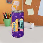 Scuolabus personalizzato multicolore con disegno di matita e bicchiere isolato da 15 oz con nome Regalo di compleanno per bambini e studenti