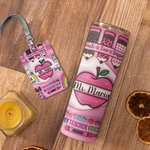 Personalisierte rosa Apple Pencil Food-Grade 20oz Skinny Tumbler und ID Badge Holder mit Namen Wertschätzung zurück zu Schule Geschenk für Lehrer