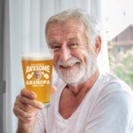 Personalized Awesome Photo Portrait 16oz Beer Glass with Text Housewarming Birthday Gift for Family