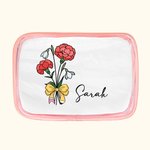 Gepersonaliseerde Geboorte Bloem Potlood Strik Waterdichte Duidelijke Make-up tas met Naam Reis Accessoires Verjaardag Leraar Waardering Gift voor vro