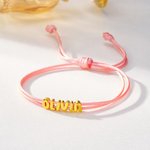 Personalized 3D Bubble Letter Adjustable Bracelet Initial Name Jewellery Birthday Anniversary Gift for Women