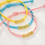 Personalized 3D Bubble Letter Adjustable Bracelet Initial Name Jewellery Birthday Anniversary Gift for Women