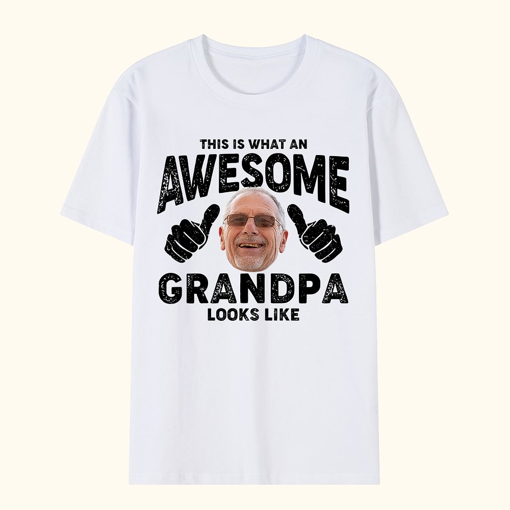 T-shirt 100% coton avec photo et titre personnalisé Cadeau de fête des pères pour papa grand-père