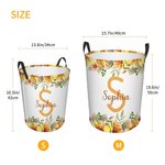 Personalized Floral Large Waterproof Oxford Cloth Toy Storage Laundry Basket  with handle with Name and Initial Housewarming Birthday Gift for Kids