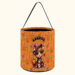Personalisierte Kürbis Hochland Kuh Design große Süßigkeit Trick oder behandeln Eimer Tasche mit Namen Halloween Party Geschenk für Kinder