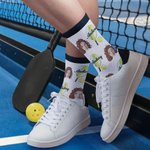 Personalisierte Pickleball Paddel Design Gesicht Foto Rohr Socken mit Namen Geburtstag Jahrestag Geschenk für Pickleball-Liebhaber