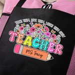 Libro de lápices personalizado de gran capacidad Flores silvestres Bolsa de asas con nombre Agradecimiento al profesor Regalo de vuelta al cole para el profesor