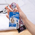 Enrouleur de Badge d'Identification Personnalisé avec Texte Motif Crâne Cadeau Remerciement Halloween pour Infirmière Médecin et Personnel Médical