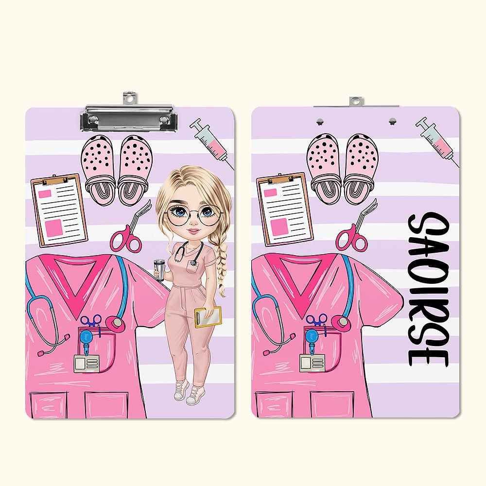 Cartone animato personalizzato Strumenti medici a strisce appeso con clip a basso profilo Regalo di laurea di apprezzamento per infermiere medico stud