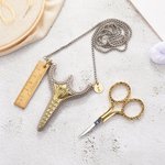 Personalised Vintage Tulip Scissors with Necklace Case Cross Stitch Supplies Birthday Gift for Sewing Enthusiast