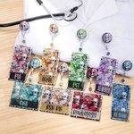 Enrouleur de Badge d'Identification Personnalisé avec Texte Motif Crâne Cadeau Remerciement Halloween pour Infirmière Médecin et Personnel Médical