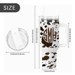 Personalisierte Kuh Leopard Print Monogramm 40oz isoliert Becher mit Deckel Stroh und Griff Geburtstag Geschenk für Cowboys Cowgirls