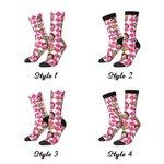 Personalized Multicolor Pickleball Paddles Design Face Photo Tube Socks with Initials Birthday Anniversary Gift for Pickleball Lovers