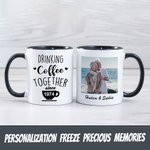 Henkilökohtainen juominen kahvia yhdessä 11oz keraaminen muki nimi valokuva vuosipäivä syntymäpäivä lahja pariskunnalle