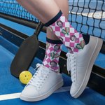 Personalized Multicolor Pickleball Paddles Design Face Photo Tube Socks with Initials Birthday Anniversary Gift for Pickleball Lovers