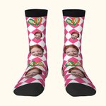 Personalized Multicolor Pickleball Paddles Design Face Photo Tube Socks with Initials Birthday Anniversary Gift for Pickleball Lovers