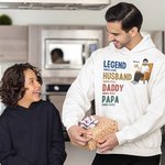 Personalised Retro Style Legend Husband Daddy Papa T-shirt Sweatshirt Hoodie with Year Father's Day Birthday Gift for Dad Grandpa